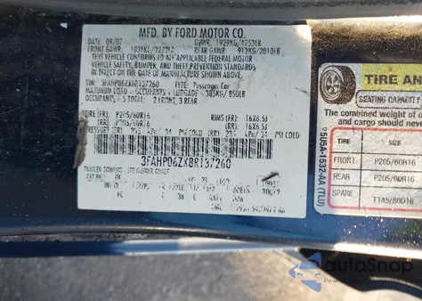 2008 Ford Fusion S z USA, uszkodzony, nr VIN 3FAHP06ZX8R137260
